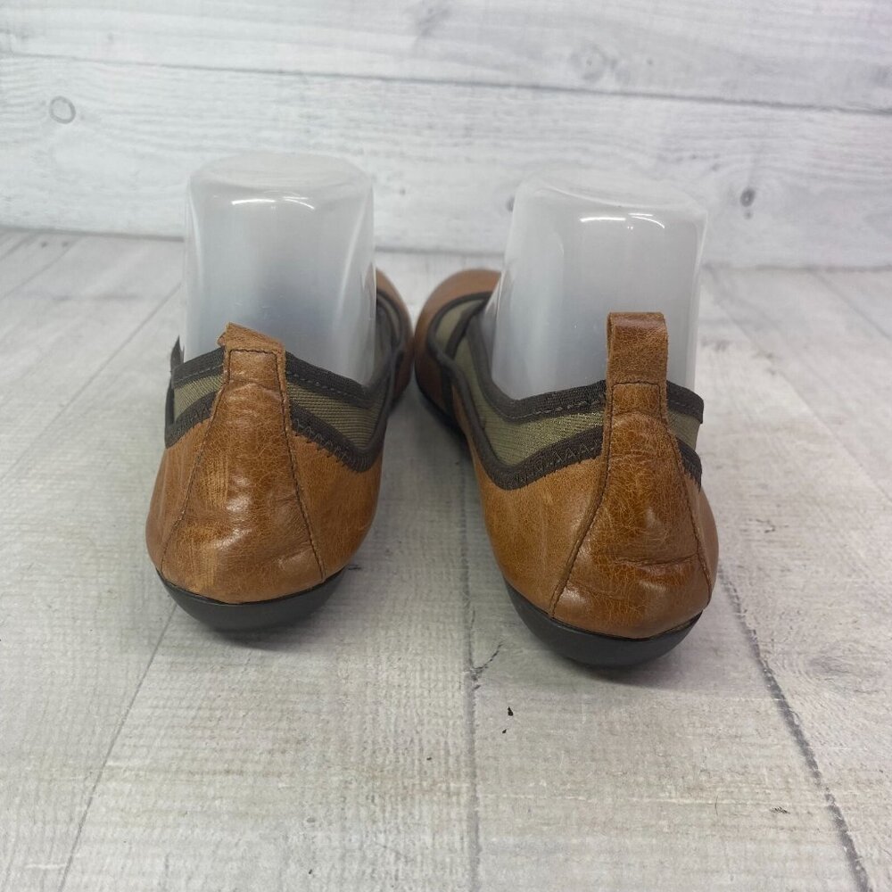 Sesto Meucci Brown Leather Gold Tone Metallic Mesh Mary Jane Ballet Flats Sz 8 N - Picture 8 of 16